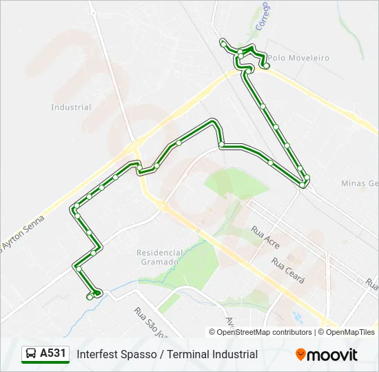 A531 Bus Line Map