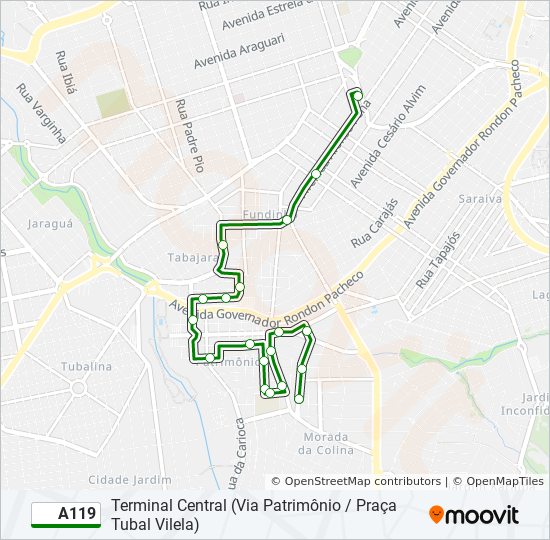 A119 bus Line Map