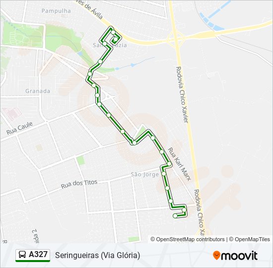 A327 bus Line Map