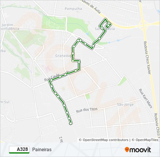 A328 bus Line Map