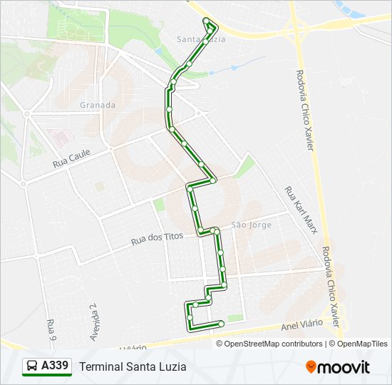 Mapa de A339 de autobús