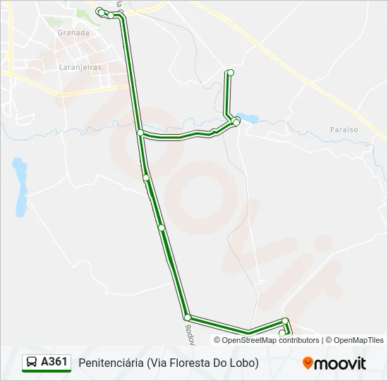 A361 Bus Line Map