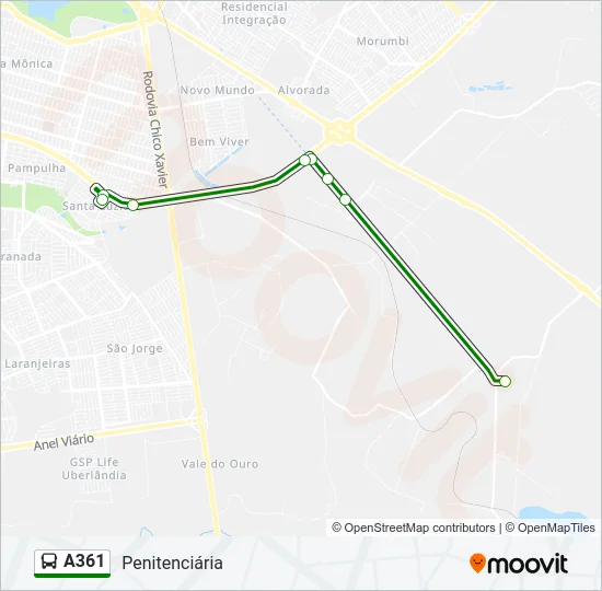 A361 Bus Line Map
