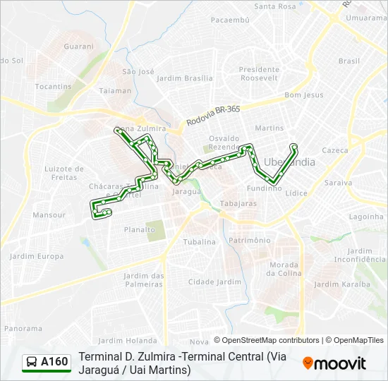 A160 Bus Line Map