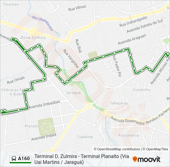 A160 Bus Line Map