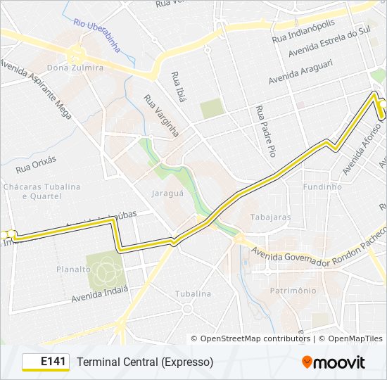 Mapa da linha E141 de ônibus