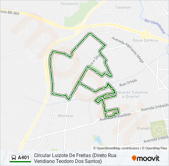 Mapa de A401 de autobús