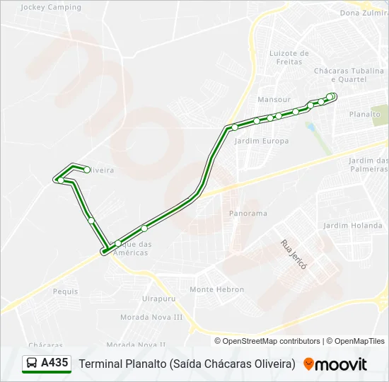 A435 Bus Line Map
