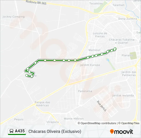 A435 Bus Line Map