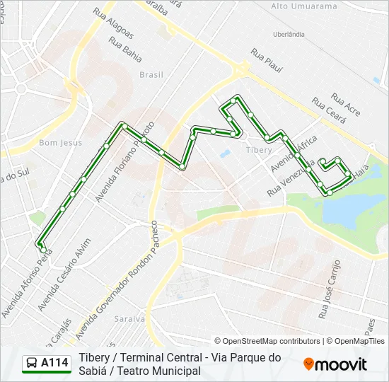 A114 Bus Line Map