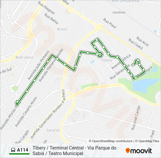 A114 Bus Line Map