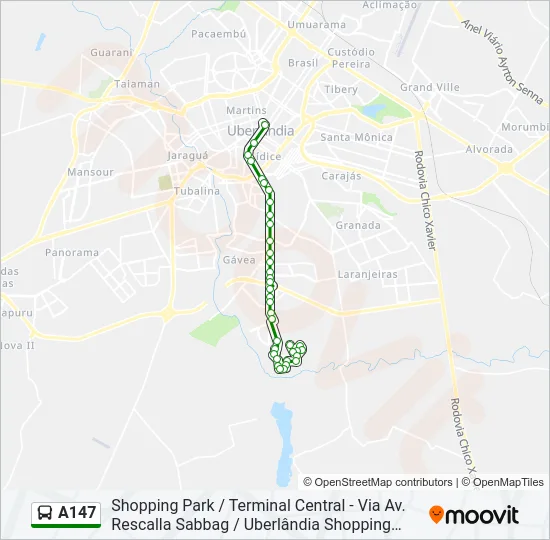 A147 Bus Line Map