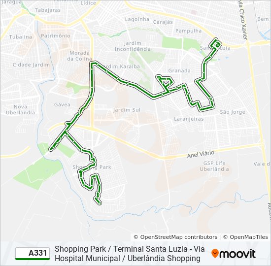 Mapa de A331 de autobús