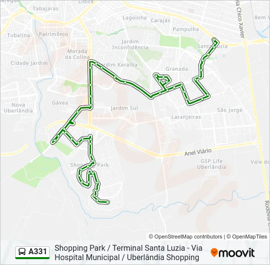 A331 Bus Line Map