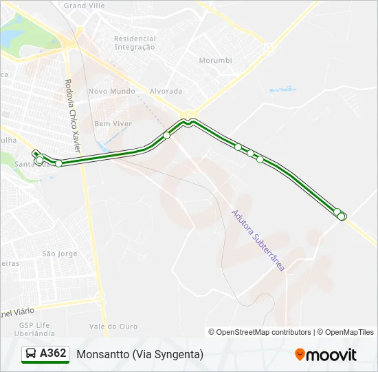 A362 Bus Line Map