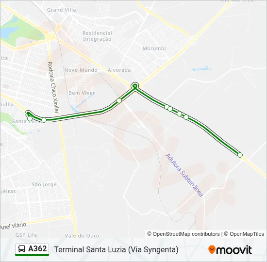 A362 Bus Line Map