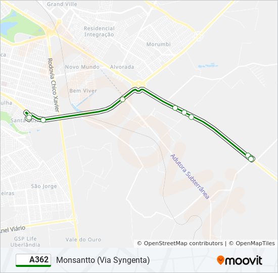 A362 bus Line Map