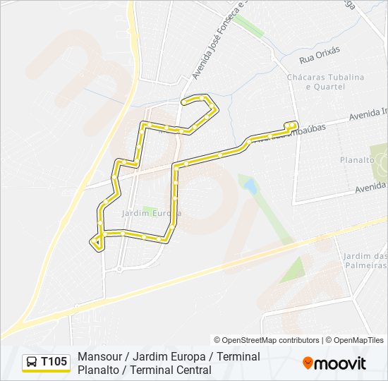 T105 bus Line Map