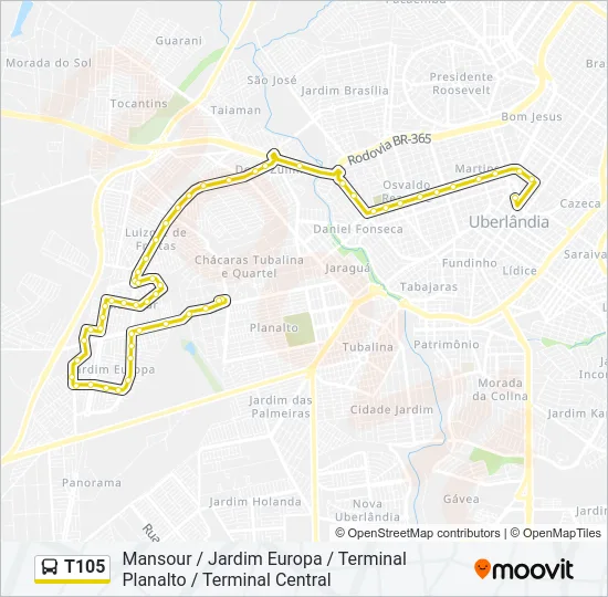 T105 Bus Line Map