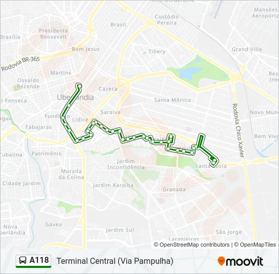 A118 Bus Line Map