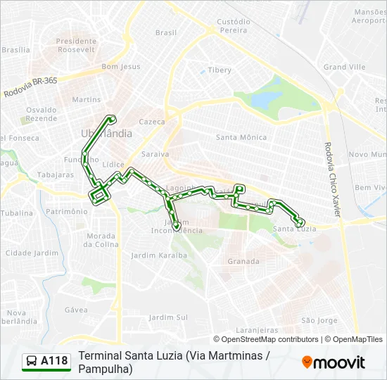 A118 Bus Line Map