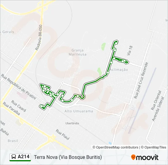 A214 Bus Line Map