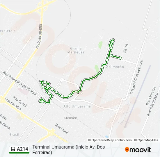 A214 Bus Line Map