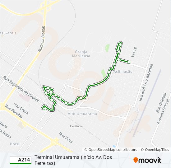 A214 bus Line Map