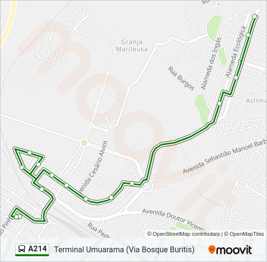 A214 Bus Line Map