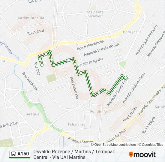 A150 Bus Line Map