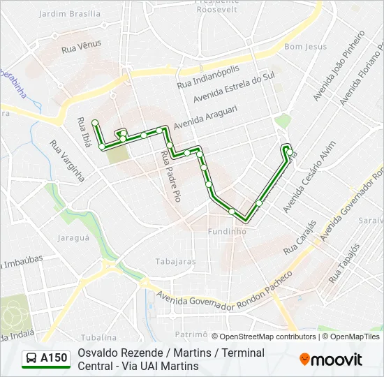 A150 Bus Line Map