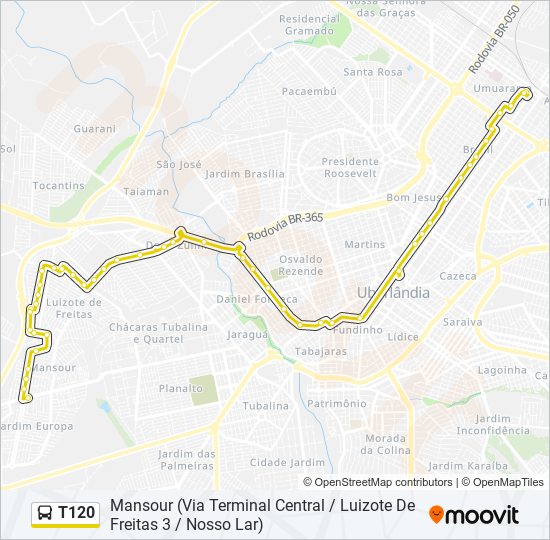 T120 bus Line Map