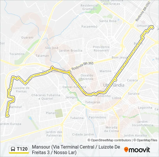 T120 Bus Line Map