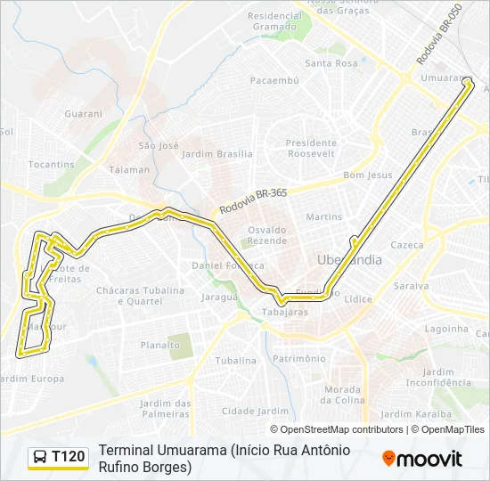T120 Bus Line Map