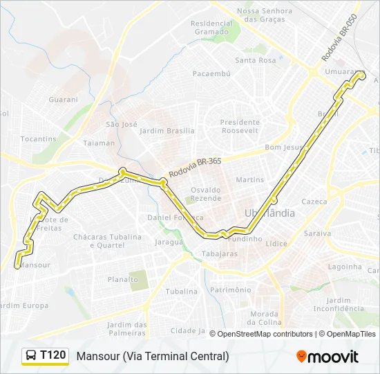 T120 Bus Line Map
