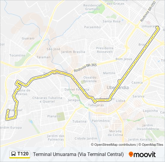 T120 bus Line Map