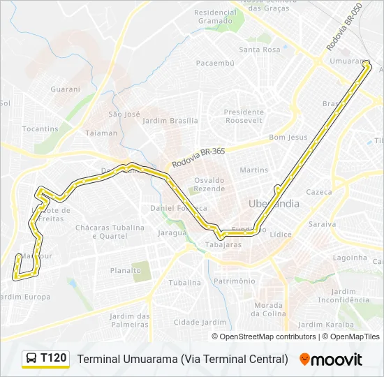 T120 Bus Line Map