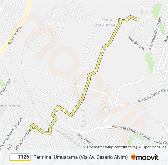 Mapa de T126 de autobús