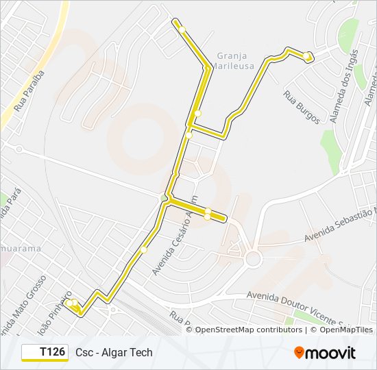 T126 bus Line Map