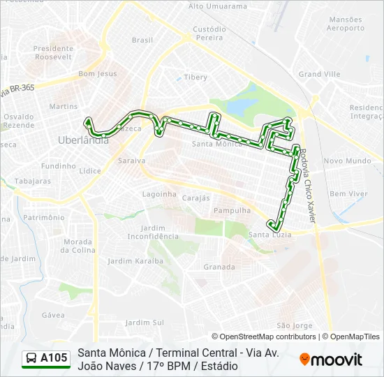 A105 Bus Line Map