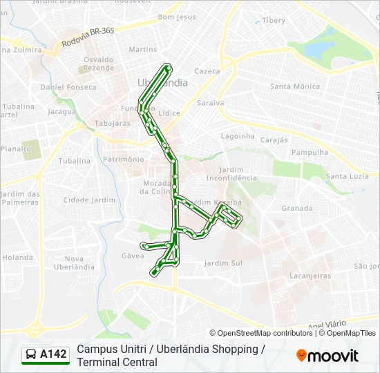 A142 Bus Line Map