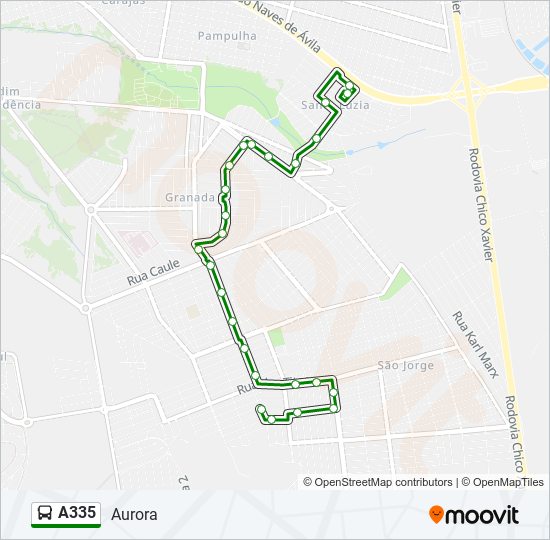 Mapa de A335 de autobús