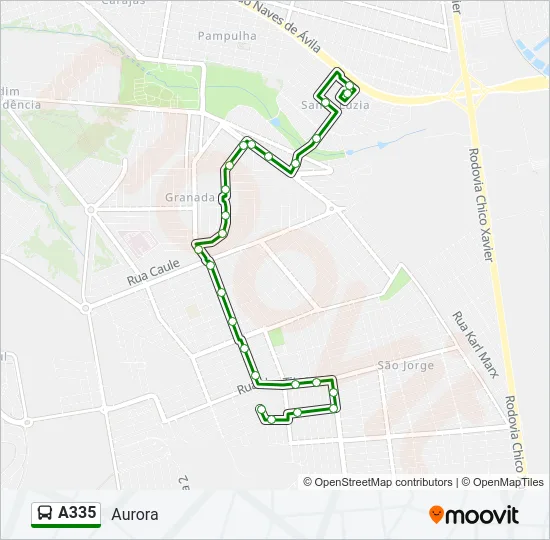 A335 Bus Line Map