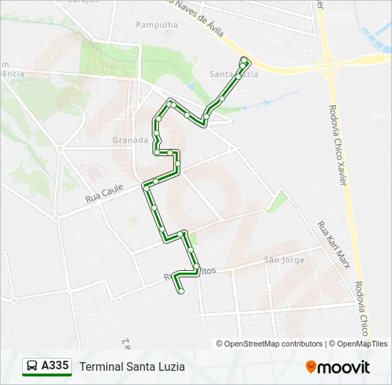 A335 Bus Line Map