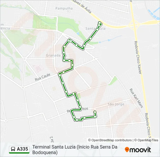 A335 Bus Line Map