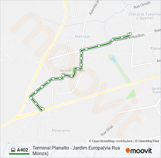 Rota da linha a402 horários paradas e mapas Jardim Europa Via  