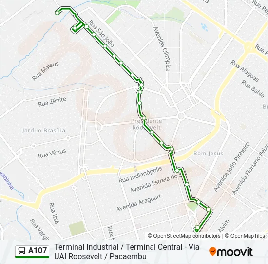 A107 Bus Line Map
