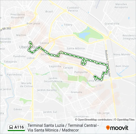 A116 Bus Line Map