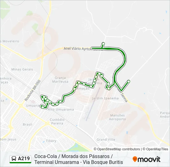 A219 Bus Line Map