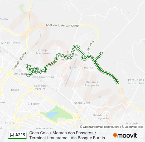 A219 Bus Line Map